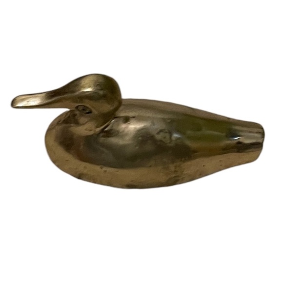 Vintage Solid Brass Duck Figurine Paperweight - Picture 2 of 7